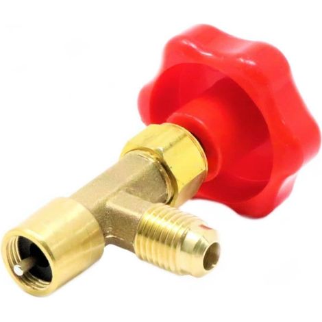Llave para botellas gas R-600 hembra 1/4 para presion de valvula salida 1/4