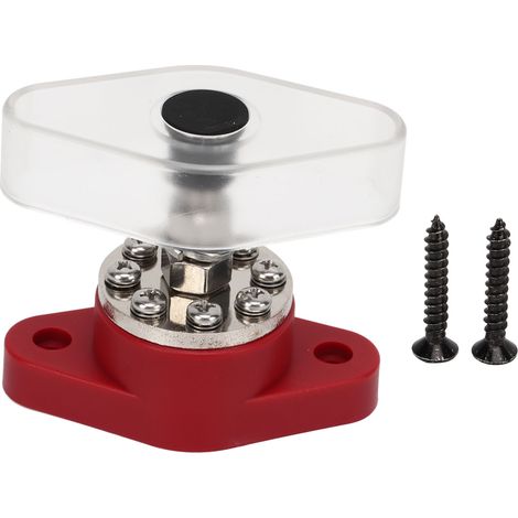 Plot de jonction de distribution électrique rouge 3/8" 300A avec couvercle transparent pour équipement électrique de moteur ATV bateau (1/5)