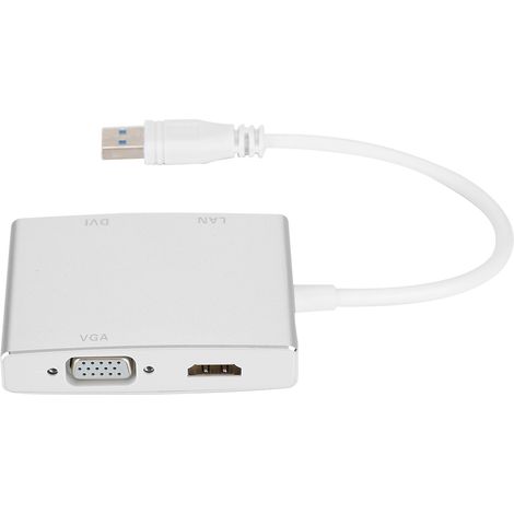 Adaptateur USB 3.0 4 en 1 vers VGA, DVI, HDMI, LAN et RJ45 Full HD 1080p pour projecteur et téléviseur HD sous Windows (1/5)