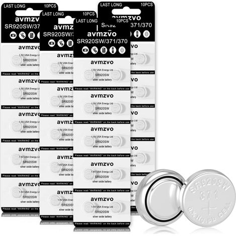 SR920SW Lot de 40 Piles Bouton alcalines AG6 371 V371 1,5 V LR920 SR920SW (1/5)
