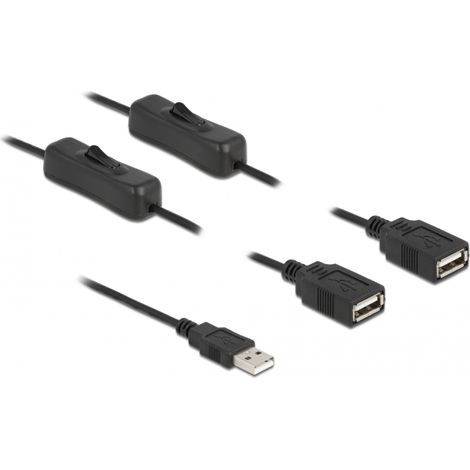 DELOCK CABLE USB TIPO AM LE A 2 USB TIPO A HEMBRA CON INTERRUPTOR 1 M 86803