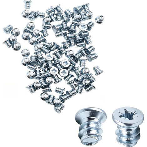 100 vis 6,3 x 8 mm, tête fraisée avec empreinte cruciforme, fixations pour meubles avec filetage intégral de 5 mm de diamètre pour glissières de tiroir (1/5)
