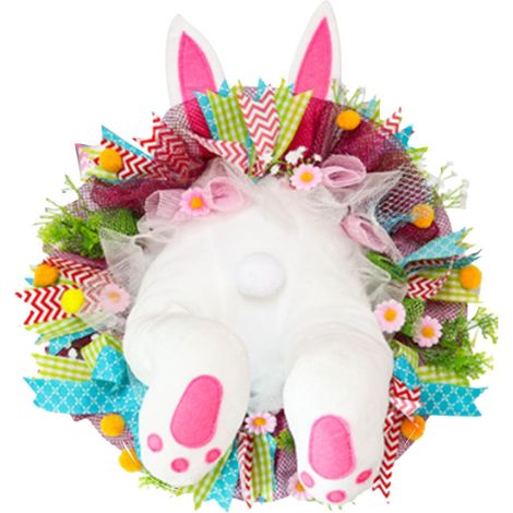 Guirlande De Pâques - Lapin En Forme De Cœur Avec Oreilles Et Fesses - Décoration Pour Porte Jardin Intérieur Extérieur - 1 Pièce (1/5)