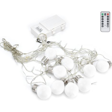 Lichterkette für den Außenbereich, 60 LEDs, G50, Fernbedienung, 8 Beleuchtungsmodi, IP45 wasserdicht, batteriebetrieben, Terrassen-/Gartendekoration, warmweiße LEDs (1/5)