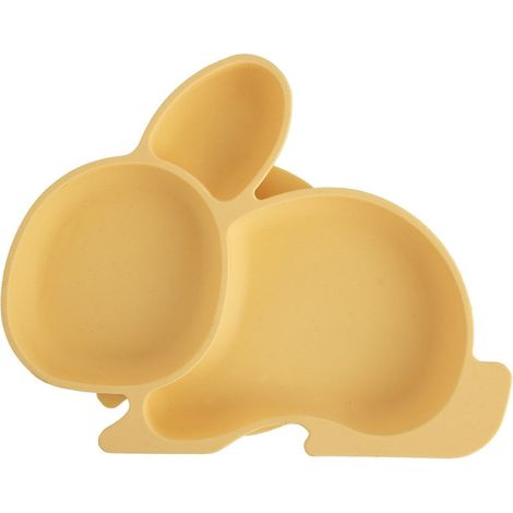 Plato infantil de silicona, dividido, conejito amarillo, 23 x 18,5 x 3,5 cm (1/5)