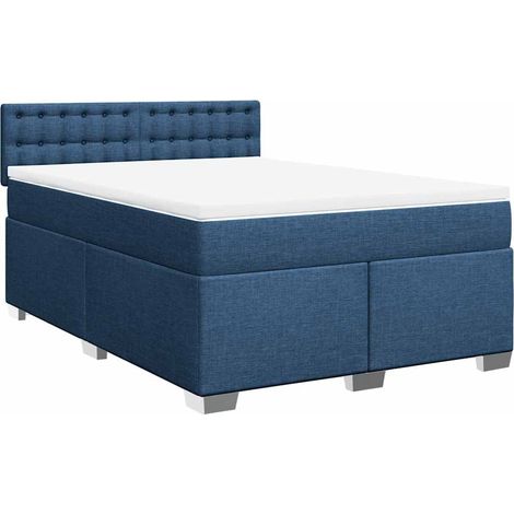 Sommier à lattes de lit avec matelas Bleu 140x190 cm Tissu vidaXL (1/5)