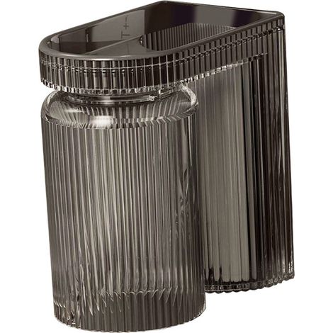 Soporte de pared para cepillos de dientes con dispensador de pasta dental integrado, color negro, fabricado en material PET y PP duradero. (1/5)
