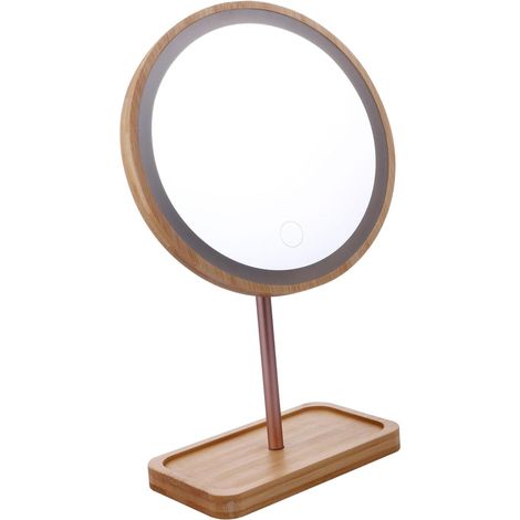 Miroir à LED en Bois Miroir De Maquillage pour Maison Et Bureau avec Éclairage (1/5)