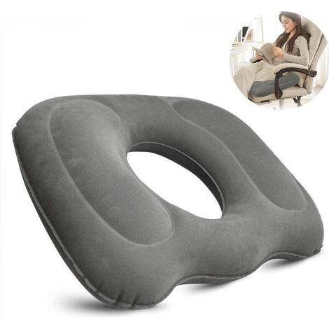 Coussin de siège gonflable orthopédique rond 45 x 39 cm avec pompe – soulage hémorroïdes, coccyx et douleurs postnatales