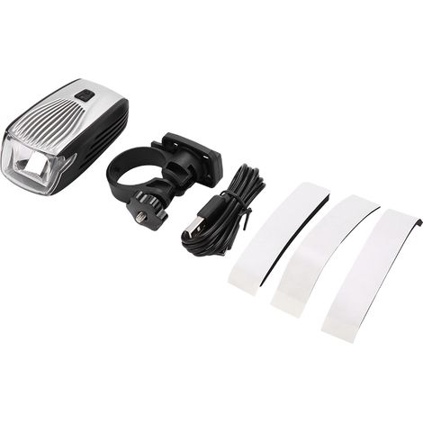Phare de Vélo LED Étanche IPX5, Lumière Avant Rechargeable USB pour Cyclisme (Argent) (1/5)