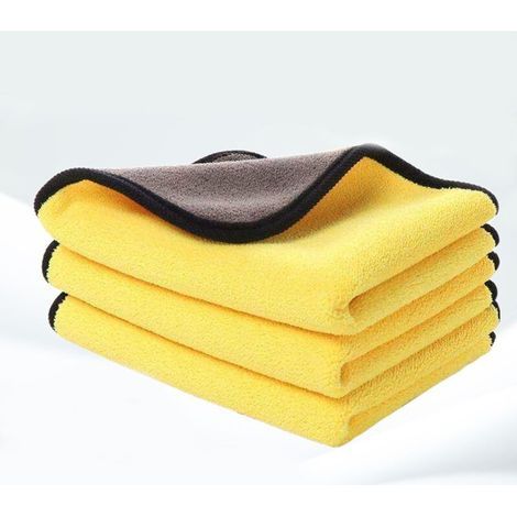 Chiffon Microfibre Voiture Lot de 3, Chiffon de Nettoyage Polissage Séchage pour l'Entretien de la Voiture en Tissu Microfibre Ultra Absorbant pour Tous Les lavages 30cm×40cm (1/5)