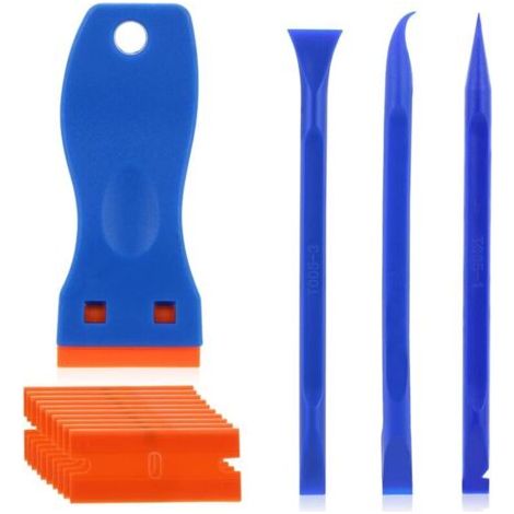 BUNTHAUS 1 mini grattoir en plastique avec 10 lames en plastique et 3 bâtonnets de nettoyage à double extrémité, kit de grattoir en plastique multi usages, outils anti rayures