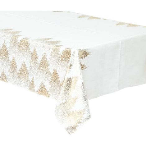 Tovaglia stampa abete 140x360cm bianco e oro - Atmosphera créateur d'intérieur