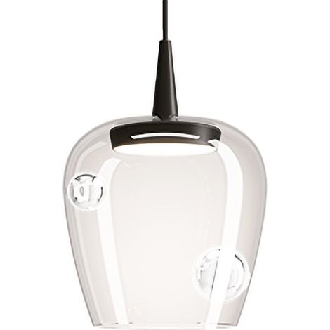 Zafferano Bilia Lampada a sospensione LED 8W 2700K Vetro borosilicato Nero-Trasparente Ø18cm, design elegante per illuminazione d'interni moderna