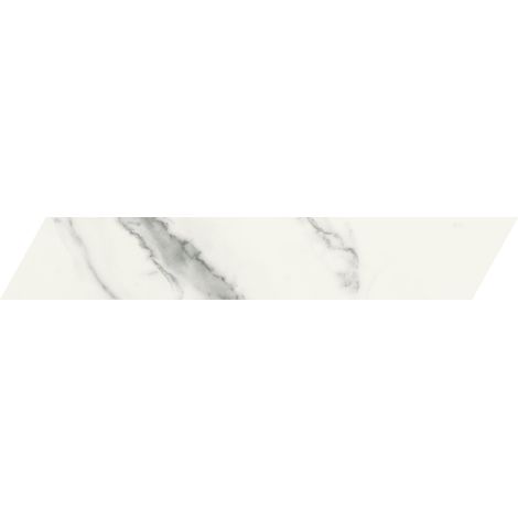 Carrelage sol / mur chevron effet marbre blanc 7,4X45 cm - SCULTOREA Statuario vena argento chevron J473 (vendu par boite de 0,87m2) (1/3)