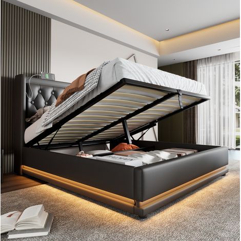 letto contenitore 160x200 con USB LED idraulico OKMYHOME (1/5)