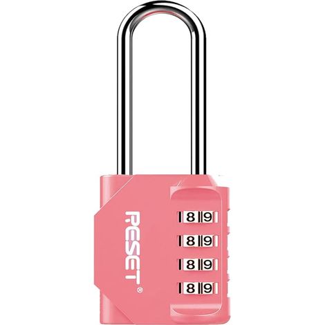 -Cadenas Violet Étanche à Combinaison de 4 Chiffres, avec Anse 6,1 cm, Idéal pour Casiers Scolaires, Gym, Clôtures, Portails et Boîtes Outils Rose - (1/5)