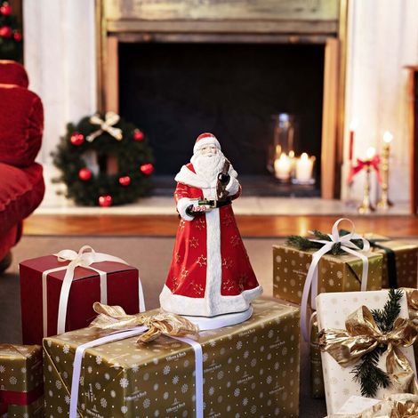 Spieluhr mit drehbarer Weihnachtsmannfigur, Weihnachtsspielzeug Memory Villeroy & Boch