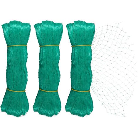 Filet anti-oiseaux, lot de 3, protection jardin, protection arbres, 5 x 4 mètres, maille fine, vert. (1/5)