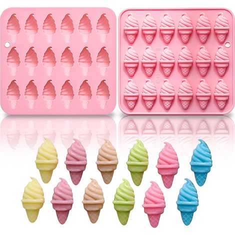 Moule en silicone multi-usages à 18 cavités, formes miniatures pour glaces, chocolats et fondants, idéal pour la décoration de gâteaux, bonbons et cupcakes (rose)