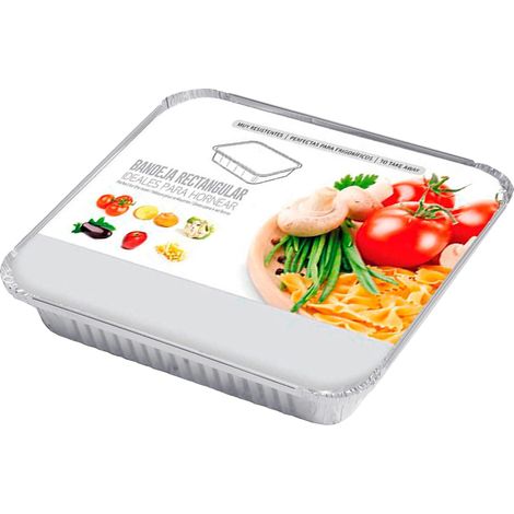 Bandejas planas, fabricadas en aluminio resistente, versátiles para cocinar y servir, 24,5 x 24,5 x 5,7 cm, juego de 8. (1/2)