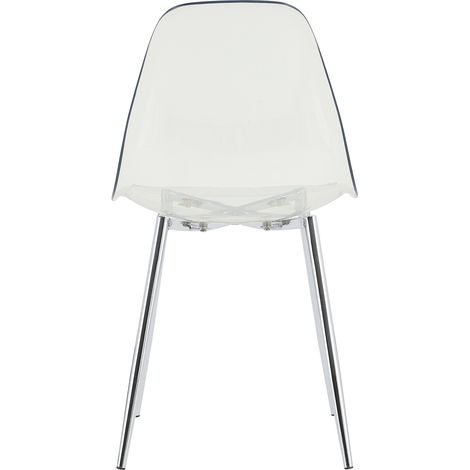 Lot de 4 chaises de salle à manger en plastique transparent – Avec pieds en métal argentés, stables et antidérapants, faciles à nettoyer. Conviennent aux salles à manger modernes et minimalistes, au b (1/5)