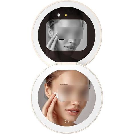 Miroir Cosmétique De Détection Uv Intelligent Miroir De Beauté Portable Rechargeable Beige[BI122] (1/5)