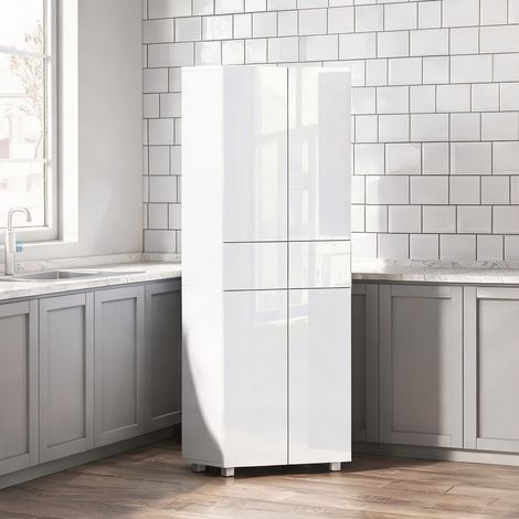 Buffet blanc laqué en MDF 60 x 35 x 170 cm (1/5)