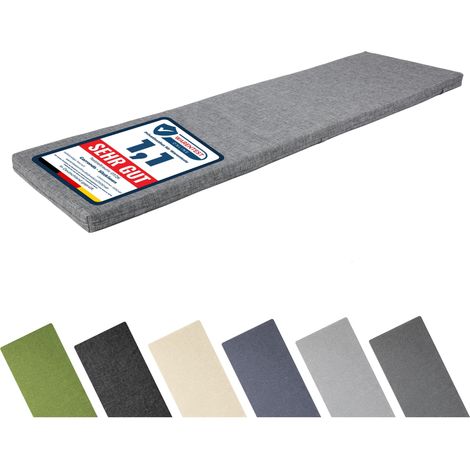 Garronda Coussin Exterieur Impermeable 140x40 cm pour Banc de Jardin Canapé et Balancelle Housse en Polyester Résistant UV pour Terrasse Balcon et Intérieur avec Élastiques GD-0220 Gris