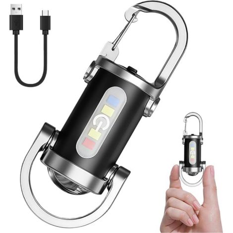 Lampe de Poche Rechargeable, Lampes Porte-Clés, Mini Lampe Torche étanche, 7 Modes, Petit et Portable, Pour Randonnée,Travail Nuit et Activités Extérieures [Classe énergétique A+++] (1/5)