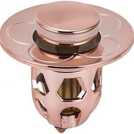 Bouchon de vidange universel pour lavabo, bouchon de vidange en acier inoxydable, filtre de vidange à ressort pour lavabo (or rose) 1 pièce (1/3)