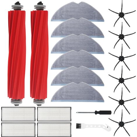 20 pieces accessories for Roborock S7, S7 MaxV, S7 MaxV Ultra, S7 Plus, S7 Pro Ultra, including 2 main brushes, 6 mops, 6 side brushes, 4 filters, 1 screwdriver and 1 cleaning brush