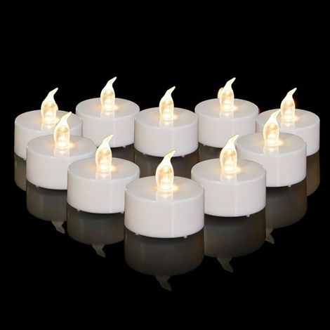 Set mit 24 batteriebetriebenen Teelichtern – realistische und leuchtende LED-Teelichter – flammenlos, warmweiß (1/5)