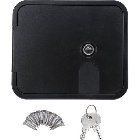 Sportello per cavo elettrico camper, 145x116 mm, con serratura e chiave in acciaio inox, sportello di accesso elettrico con apertura a 180 gradi per camper, roulotte e caravan. (1/4)