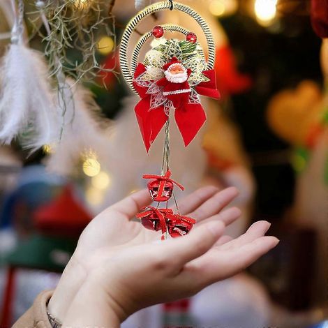 Décorations de Noël, scène de Noël, sapin de Noël décoré, vieil homme avec pendentif clochette (1/5)