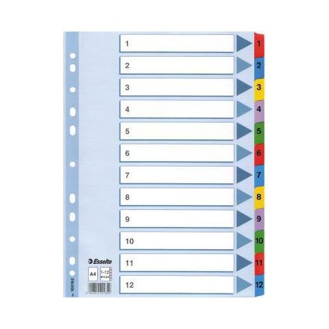 Zahlenregister DIN A4 160g/m² 1-12 Mylarkarton weiß (1/2)