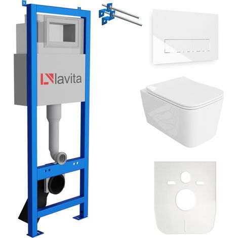 LAVITA WC Set mit Vorwandelement, Wand-WC und Spülknopf (1/5)