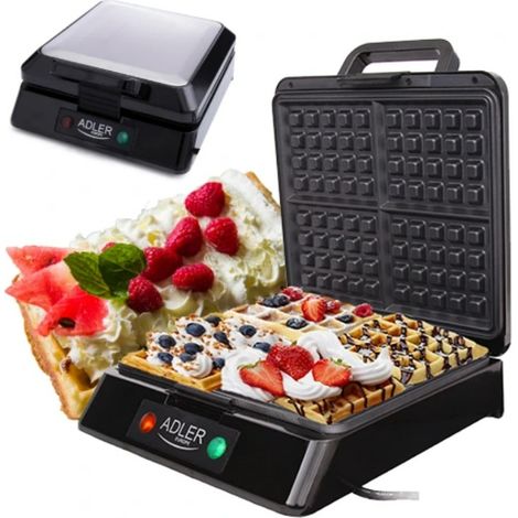Gaufrier grand format Adler AD3036 puissant 1500 W, 4 gaufres