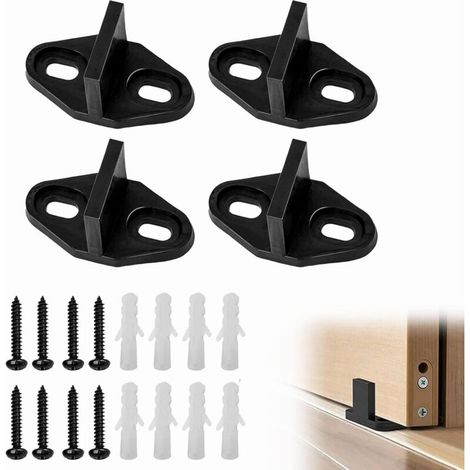 4 Pièces Guide de Porte coulissante, Guide de Sol de Porte de Grange, pièces de quincaillerie de Guide inférieur réglable Non Fendu,Guide de Plancher Guide porte coulissante(Ovale)