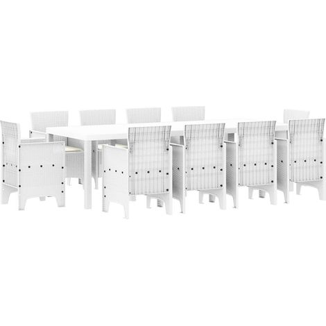 Maison Exclusive - Set da Pranzo per Giardino 11 pz Bianco Polipropilene (1/4)