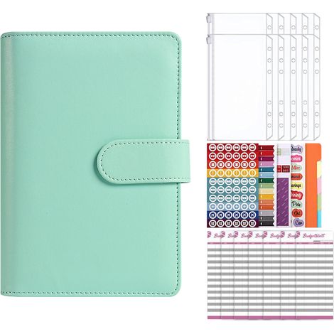 1 Classeur budget A6, similicuir, pochettes zippées PVC, organisateur espèces, cartes, suivi financier (1/5)