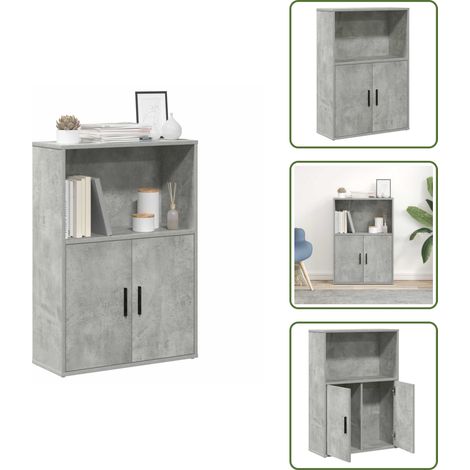 vidaXL Bibliothèque gris béton 60x24x85 cm bois d'ingénierie (1/5)