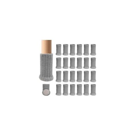 24 paia di coprigambe antiscivolo in maglia per sedie, per prevenire graffi e ridurre il rumore, facilitano lo spostamento, colore grigio - Crezuo