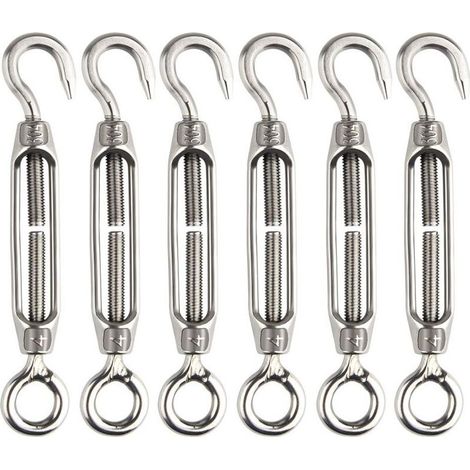 6 Pcs Tendeur De Fil Tendeur M4 En Acier Inoxydable Réglable Crochet De Ridoir Et Oeil Ensemble Heavy Duty NPTERBL (1/5)