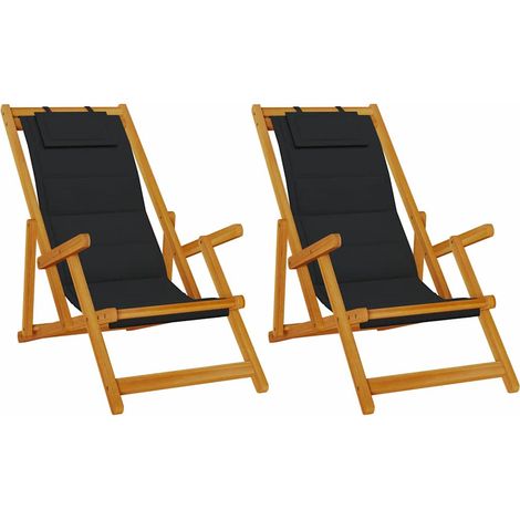 Maison Exclusive - Sedia da spiaggia 2 pcs Marrone Legno di Acacia Massello