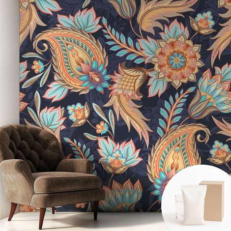 Fototapete - Tapete Vliestapete mit Kleber - Wandtapete Moderne Wandbild Schlafzimmer Wohnzimmer Blumenmuster 250x250 cm (1/5)