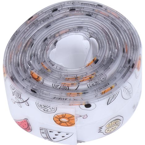 Bande d'étanchéité murale imperméable et auto-adhésive pour salle de bain et cuisine, 3,2 m (motif fruits) (1/5)