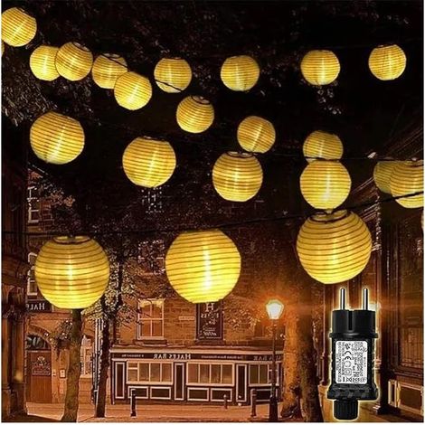 Guirlande lumineuse d'extérieur résistante aux intempéries - 6 m - 30 LED - Avec minuterie et fonction mémoire - 8 modes - Lampion extérieur avec prise pour décoration de jardin, mariage (1/5)