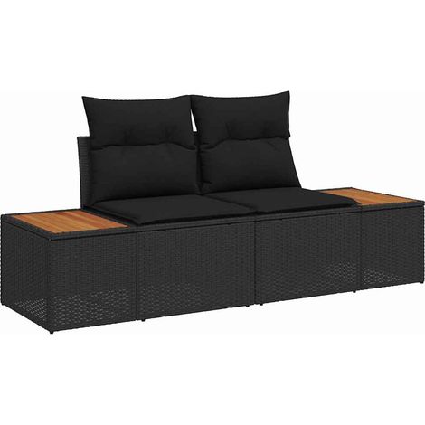Maison Exclusive - Gartensofa Schwarz 184 x 62 x 85cm Poly-Rattan