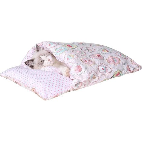 sac De Couchage D'hiver Pour Chat - Rose, Grotte  Chat Amovible Et Lavable, Coussin Chauffant Pour Chat, Lit De Litire Pour Chats Et Chiens